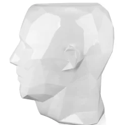 Polygon Male Head 55cm White Side Table Sculpture