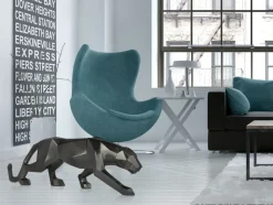 Polygon Panther 31cm Anthracite Resin Indoor Sculpture