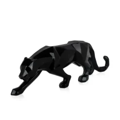 Polygon Panther 14cm Black Resin Indoor Sculpture