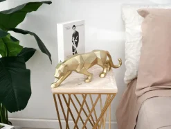 Polygon Panther 14cm Gold Resin Indoor Sculpture