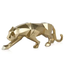 Polygon Panther 31cm Gold Resin Indoor Sculpture