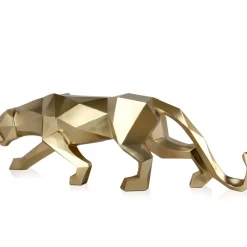 Polygon Panther 31cm Gold Resin Indoor Sculpture