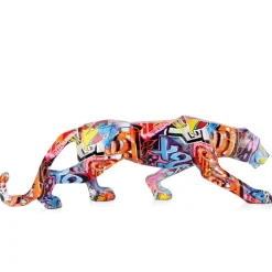 Polygon Panther 14cm Graffiti Resin Indoor Sculpture
