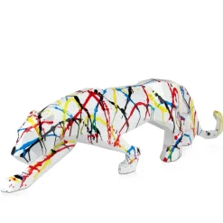 Polygon Panther 31cm Multicoloured Resin Indoor Sculpture