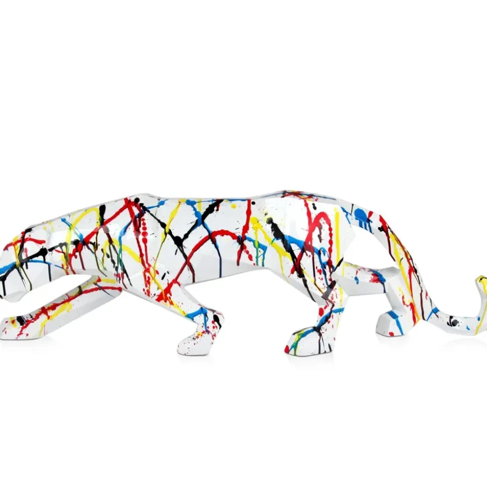 Polygon Panther 31cm Multicoloured Resin Indoor Sculpture