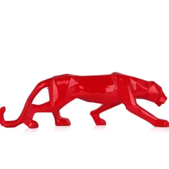 Polygon Panther 14cm Red Resin Indoor Sculpture