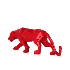 Polygon Panther 14cm Red Resin Indoor Sculpture