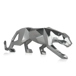 Polygon Panther 31cm Silver Resin Indoor Sculpture