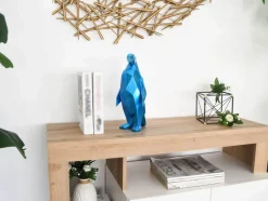 Polygon Penguin 35cm Blue Resin Indoor Sculpture