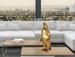 Polygon Penguin 50cm Gold Resin Indoor Sculpture