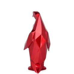Polygon Penguin 35cm Red Resin Indoor Sculpture