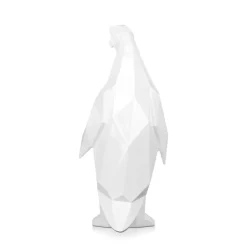 Polygon Penguin 50cm White Resin Indoor Sculpture
