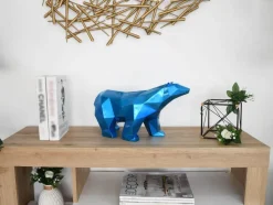 Polygon Polar Bear 25cm Blue Resin Indoor Sculpture