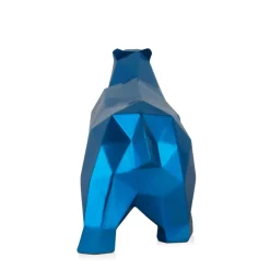 Polygon Polar Bear 25cm Blue Resin Indoor Sculpture