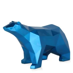Polygon Polar Bear 25cm Blue Resin Indoor Sculpture