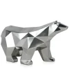 Polygon Polar Bear 25cm Silver Resin Indoor Sculpture