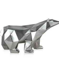 Polygon Polar Bear 25cm Silver Resin Indoor Sculpture