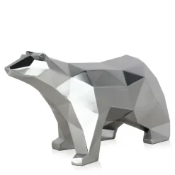 Polygon Polar Bear 25cm Silver Resin Indoor Sculpture