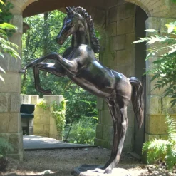 Prancing Horse Life-Size Bronze Metal Garden Statue