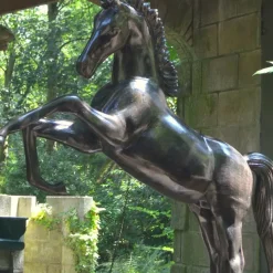Prancing Horse Life-Size Bronze Metal Garden Statue