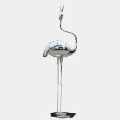 Pure Crane 153cm Silver Metal Garden Sculpture