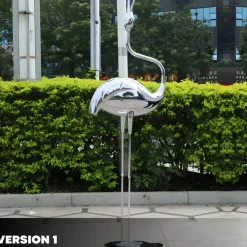 Pure Crane 153cm Silver Metal Garden Sculpture