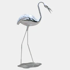 Pure Crane 124cm Silver Metal Garden Sculpture