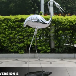 Pure Crane 124cm Silver Metal Garden Sculpture