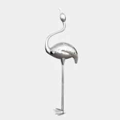 Pure Flamingo 147cm Silver Metal Garden Sculpture