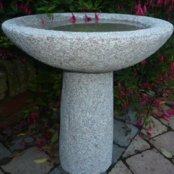 Pure Natural Granite Pink Stone Garden Birdbath
