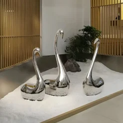 Pure Swan 95cm Silver Metal Indoor Sculpture