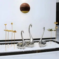 Pure Swan 95cm Silver Metal Indoor Sculpture