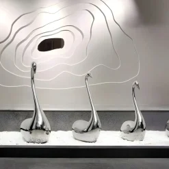 Pure Swan 108cm Silver Metal Indoor Sculpture