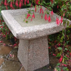 Quadrate Natural Granite Stone Garden Birdbath