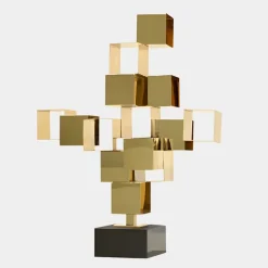Quantum Cubes 88cm Gold Metal Indoor Sculpture