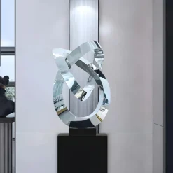 Quantum Helix 88cm Silver Metal Indoor Sculpture