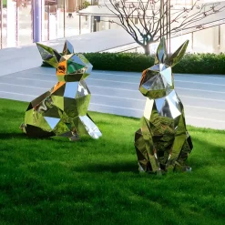 Rabbit 61cm Geometric Metal Garden Sculpture