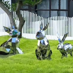 Rabbit 61cm Geometric Metal Garden Sculpture