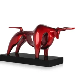 Raging Bull 35cm Red Resin Indoor Sculpture