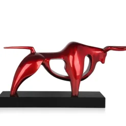 Raging Bull 35cm Red Resin Indoor Sculpture