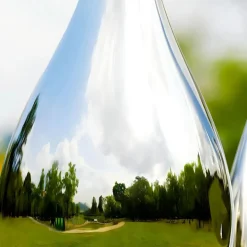 Raindrop Ripples 180cm Silver Metal Garden Sculpture