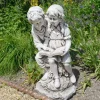 Reading Boy & Girl 88cm Stone Resin Garden Statue