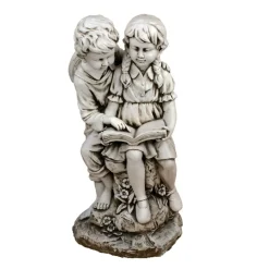 Reading Boy & Girl 88cm Stone Resin Garden Statue