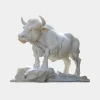 Regal Bull 120cm White Marble Garden Statue v2