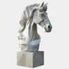 Regal Horse Head 120cm White Marble Garden Statue