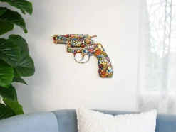 Retro Revolver 32cm Comic Art Resin Wall Sculpture