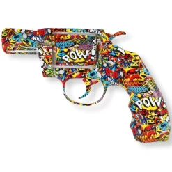 Retro Revolver 32cm Comic Art Resin Wall Sculpture