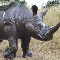 Rhino Bronze Metal Garden Statue