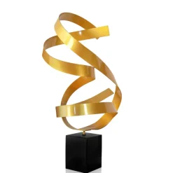 Ribbon Dance 62cm Yellow Metal Indoor Sculpture