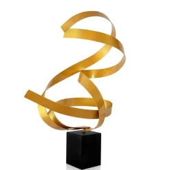 Ribbon Dance 62cm Yellow Metal Indoor Sculpture